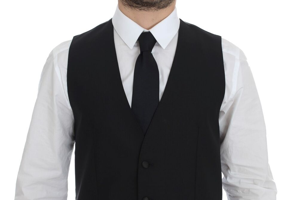 Dolce & Gabbana Elegant Black Wool Silk Dress Vest Dolce & Gabbana