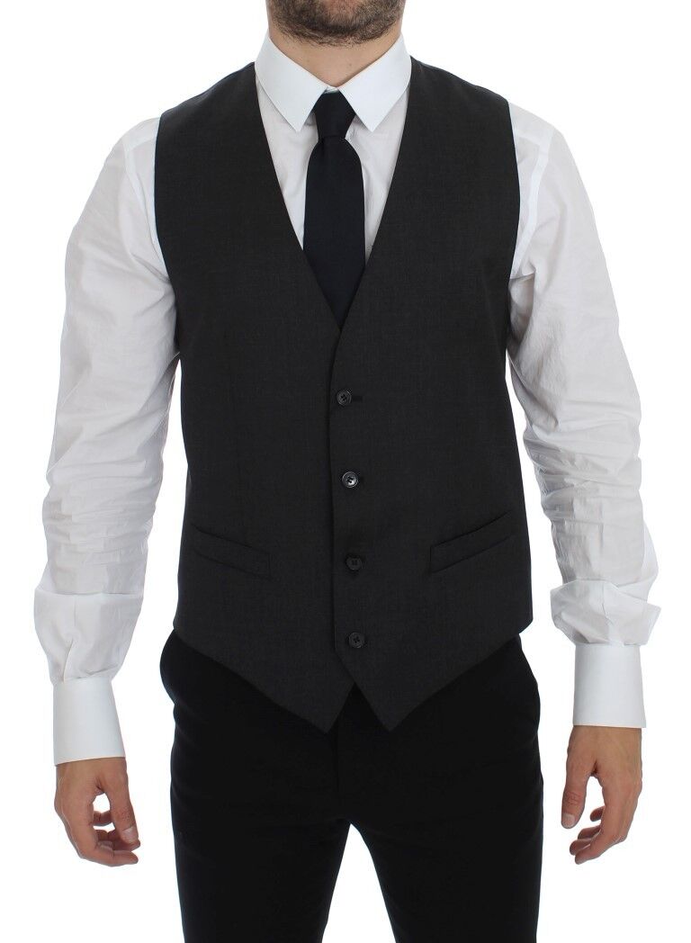 Dolce & Gabbana Elegant Gray Wool Formal Dress Vest Dolce & Gabbana