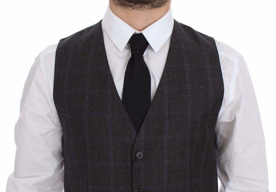 Dolce & Gabbana Elegant Checkered Wool Dress Vest Dolce & Gabbana