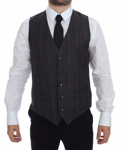 Dolce & Gabbana Elegant Checkered Wool Dress Vest Dolce & Gabbana