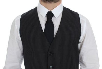 Dolce & Gabbana Elegant Gray Striped Dress Vest Dolce & Gabbana