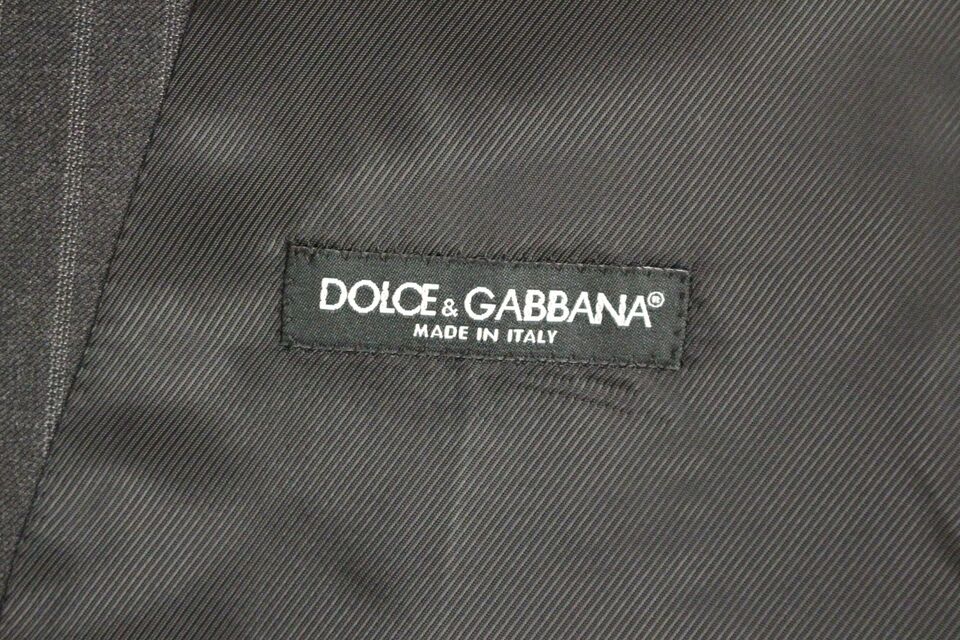 Dolce &amp; Gabbana মার্জিত ধূসর ডোরাকাটা উলের পোষাক ন্যস্ত করা