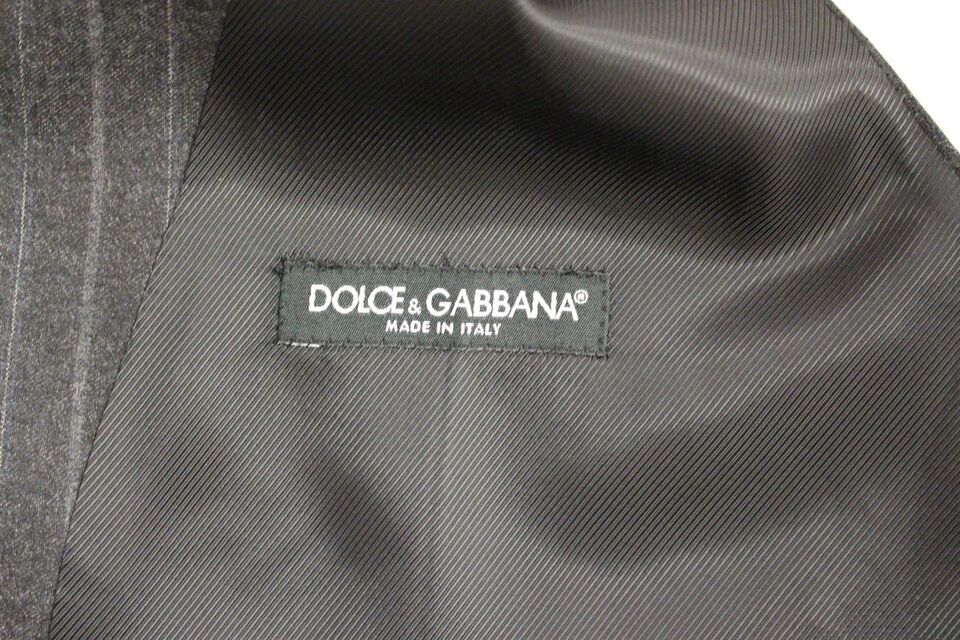 Dolce & Gabbana Elegant Gray Striped Dress Vest Dolce & Gabbana