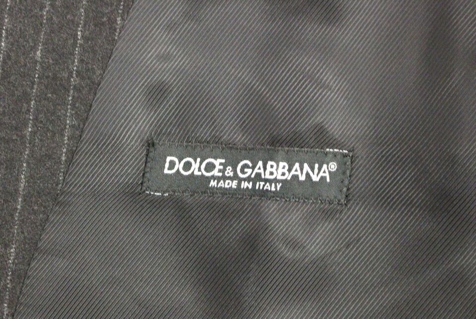 Dolce &amp; Gabbana মার্জিত ধূসর ডোরাকাটা উলের পোষাক ন্যস্ত করা