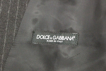 Dolce & Gabbana Elegant Gray Striped Wool Dress Vest Dolce & Gabbana