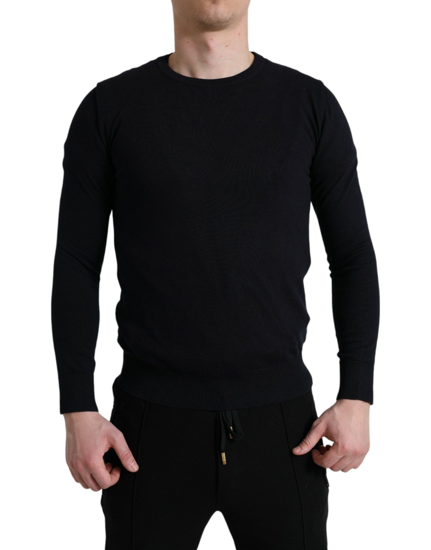 Dolce & Gabbana Elegant Blue Cotton Pullover Sweater Dolce & Gabbana