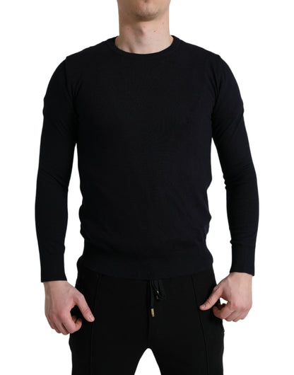 Dolce & Gabbana Elegant Blue Cotton Pullover Sweater Dolce & Gabbana