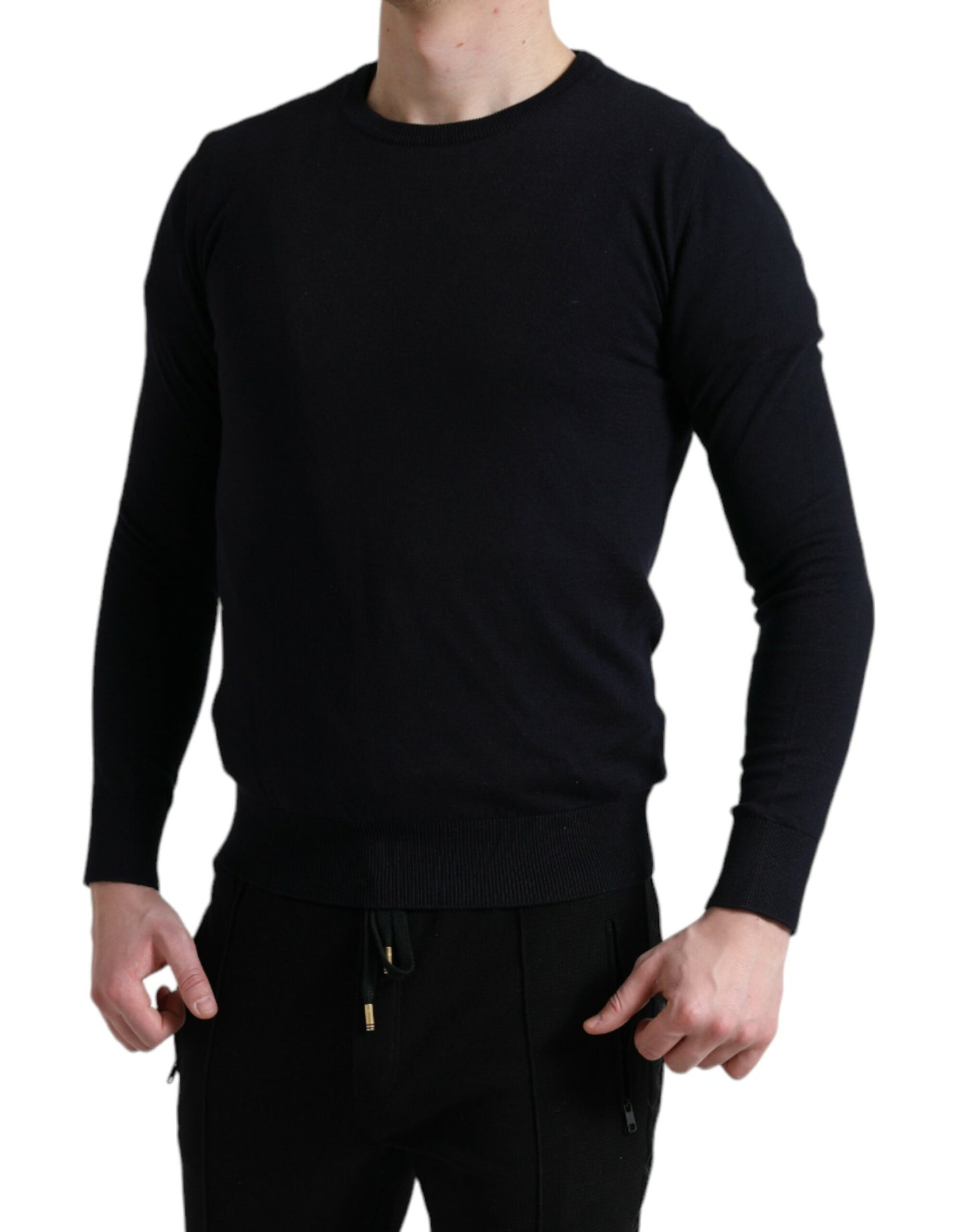 Dolce & Gabbana Elegant Blue Cotton Pullover Sweater Dolce & Gabbana