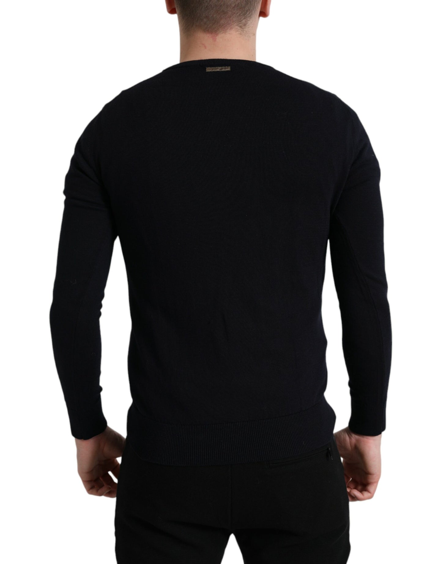 Dolce & Gabbana Elegant Blue Cotton Pullover Sweater Dolce & Gabbana