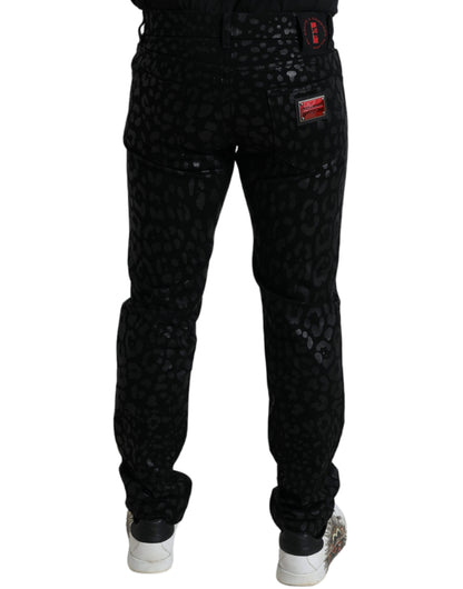 Dolce & Gabbana Exquisite Slim-fit Patterned Black Jeans Dolce & Gabbana