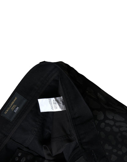 Dolce & Gabbana Exquisite Slim-fit Patterned Black Jeans Dolce & Gabbana