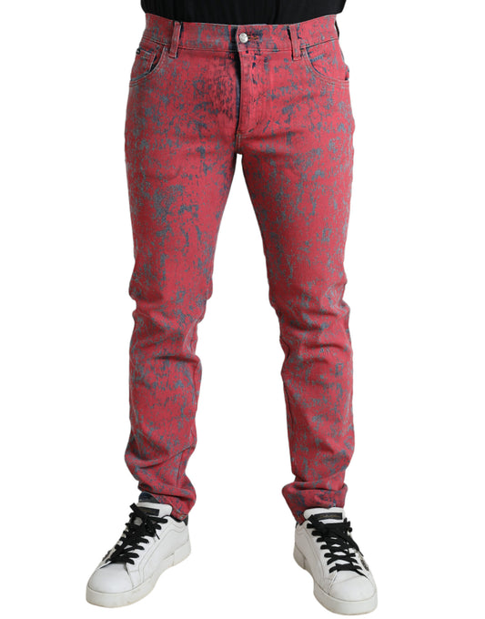 Dolce & Gabbana Red Tie Dye Skinny Denim Jeans Dolce & Gabbana