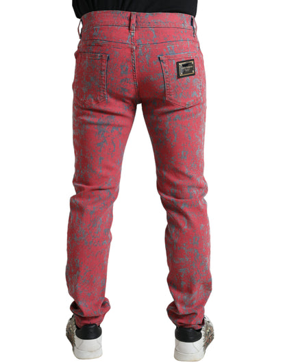 Dolce & Gabbana Red Tie Dye Skinny Denim Jeans Dolce & Gabbana