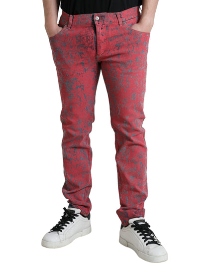 Dolce & Gabbana Red Tie Dye Skinny Denim Jeans Dolce & Gabbana