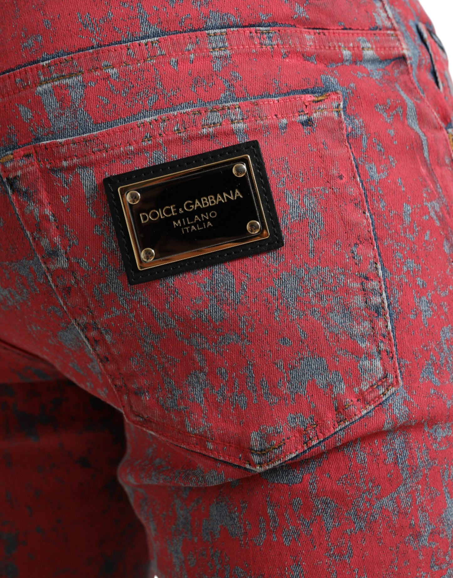 Dolce & Gabbana Red Tie Dye Skinny Denim Jeans Dolce & Gabbana