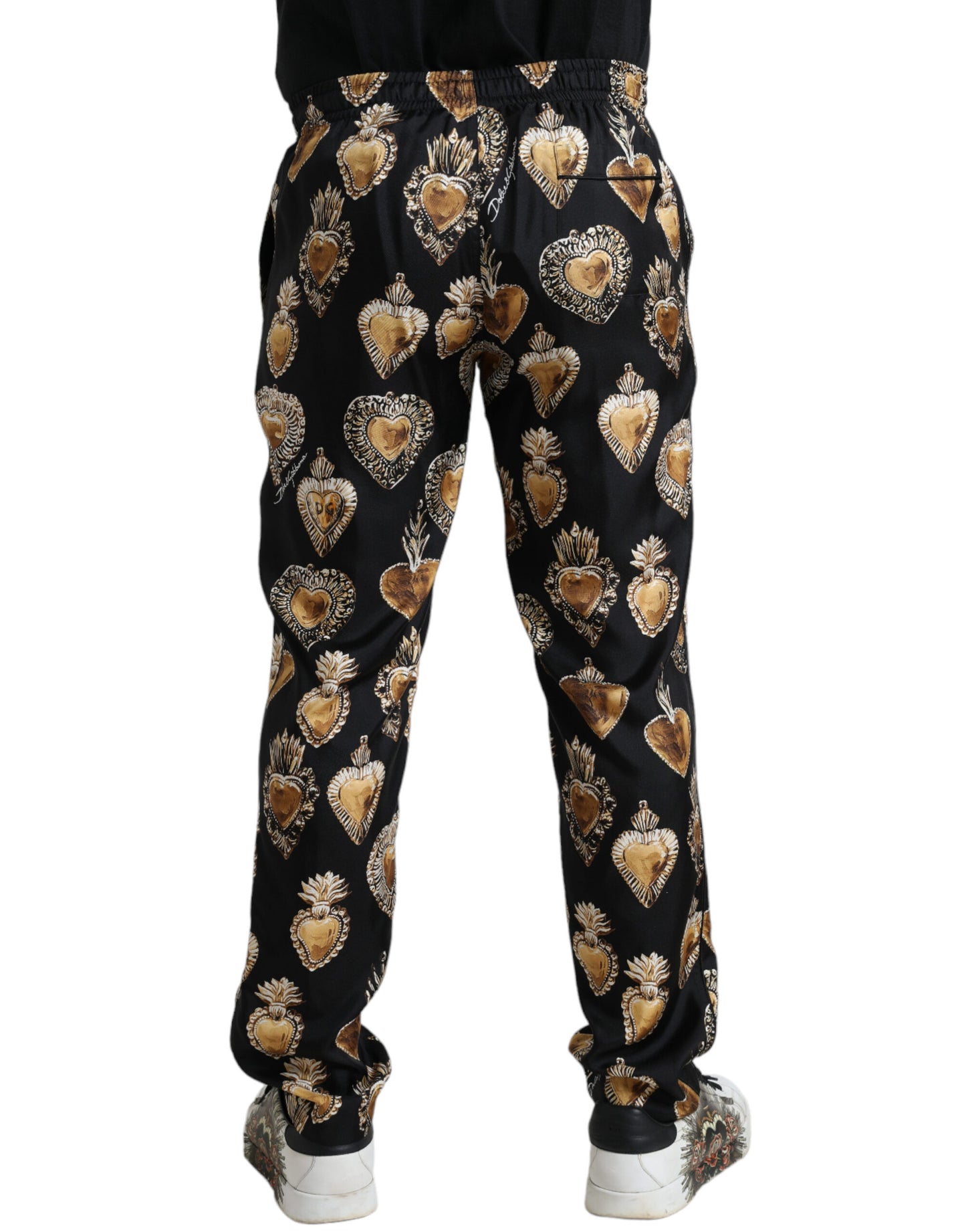 Dolce & Gabbana Chic Heart Print Silk Pajama Pants Dolce & Gabbana