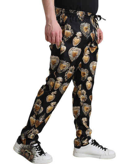 Dolce & Gabbana Chic Heart Print Silk Pajama Pants Dolce & Gabbana