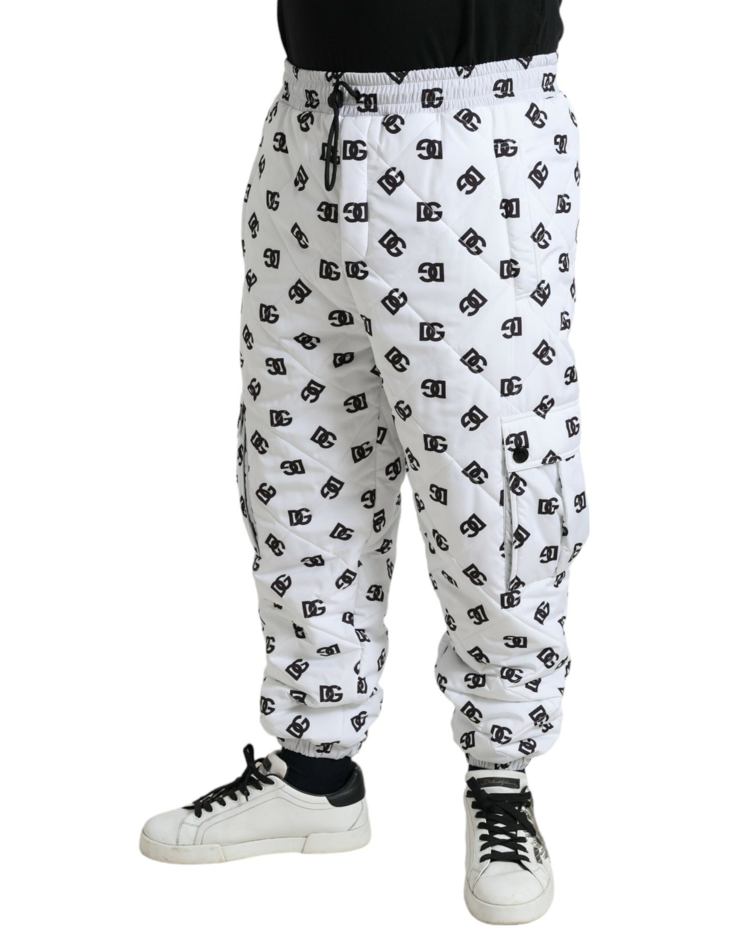 Dolce & Gabbana Chic White Jogger Pants with Iconic DG Print Dolce & Gabbana