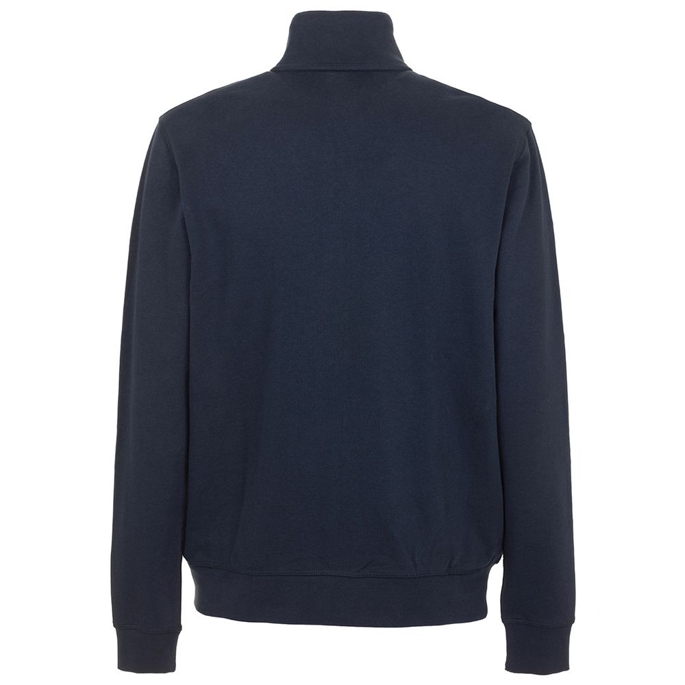 Fred Mello Chic Blue Cotton Turtleneck Sweatshirt with Zip