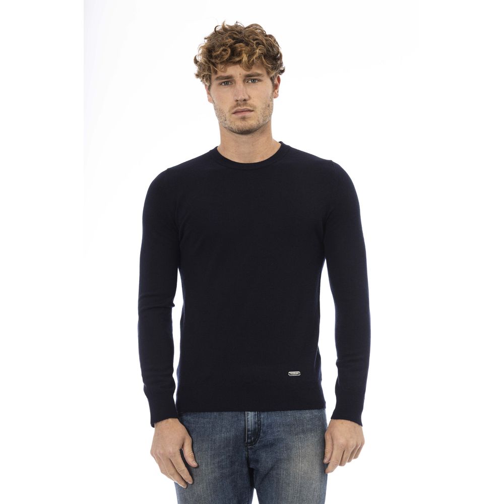 Baldinini Trend Blue Wool Men Sweater Baldinini Trend