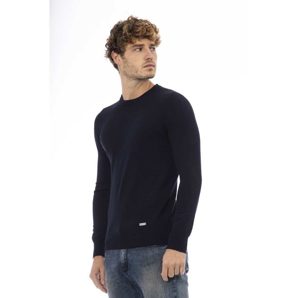 Baldinini Trend Blue Wool Men Sweater Baldinini Trend