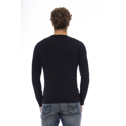 Baldinini Trend Blue Wool Men Sweater Baldinini Trend