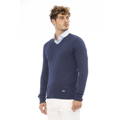 Baldinini Trend Blue Modal Men Sweater Baldinini Trend