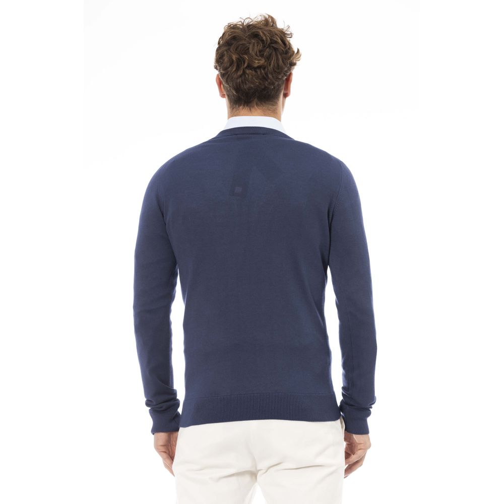 Baldinini Trend Blue Modal Men Sweater Baldinini Trend