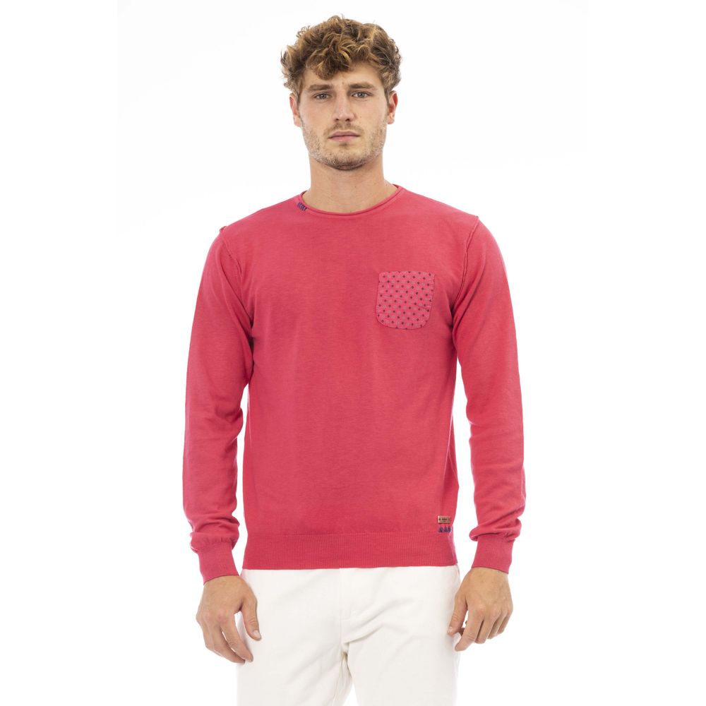 Baldinini Trend Red Cotton Men Sweater Baldinini Trend