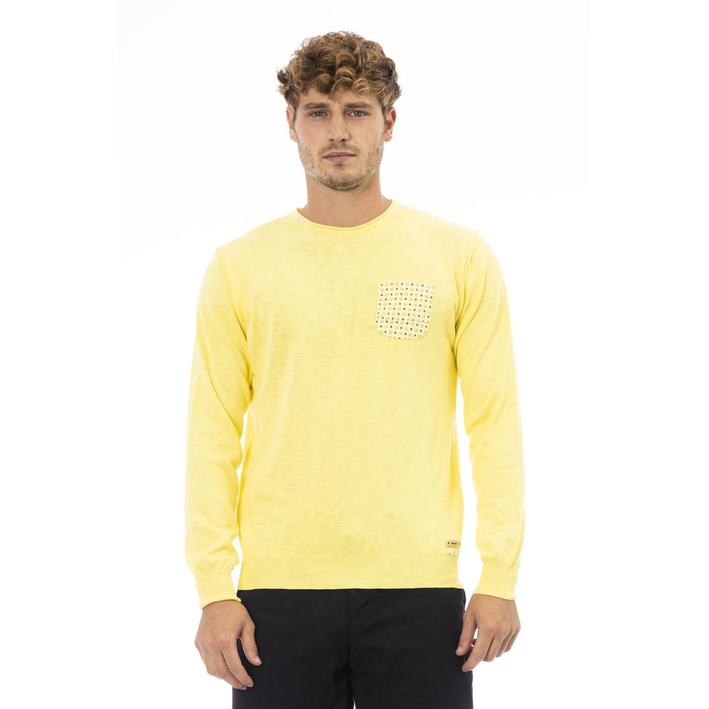 Baldinini Trend Yellow Cotton Men Sweater Baldinini Trend