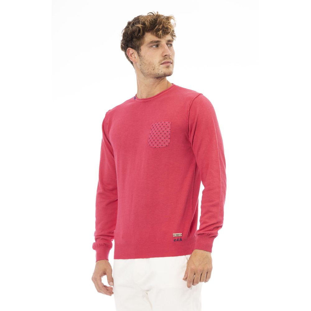 Baldinini Trend Red Cotton Men Sweater Baldinini Trend