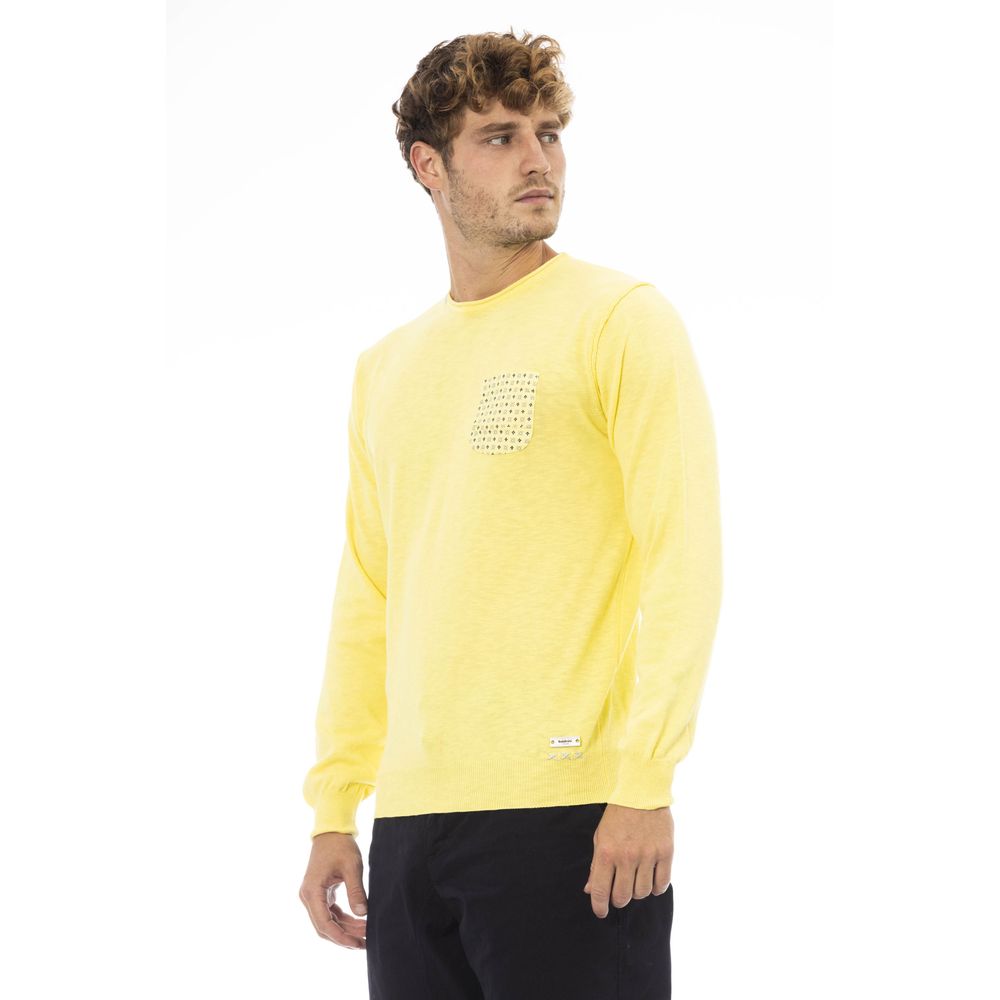 Baldinini Trend Yellow Cotton Men Sweater Baldinini Trend