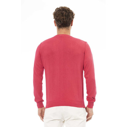 Baldinini Trend Red Cotton Men Sweater Baldinini Trend