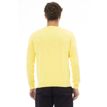 Baldinini Trend Yellow Cotton Men Sweater Baldinini Trend