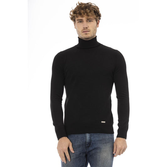 Baldinini Trend Black Wool Men Sweater Baldinini Trend