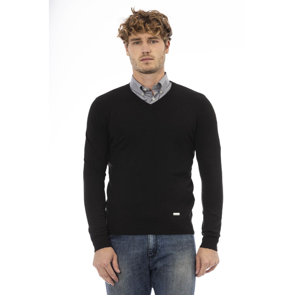 Baldinini Trend Black Wool Men Sweater Baldinini Trend