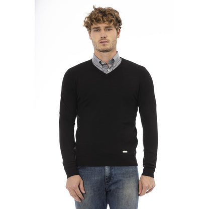 Baldinini Trend Black Wool Men Sweater Baldinini Trend