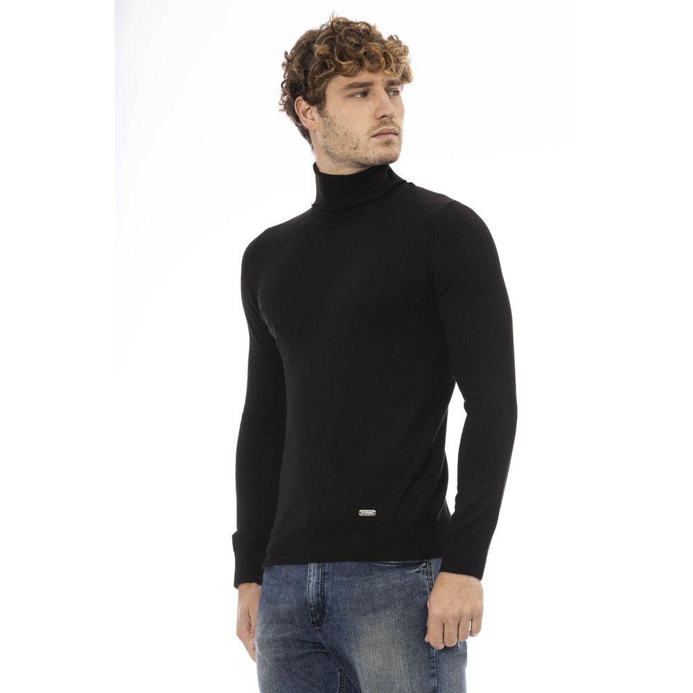 Baldinini Trend Black Wool Men Sweater Baldinini Trend