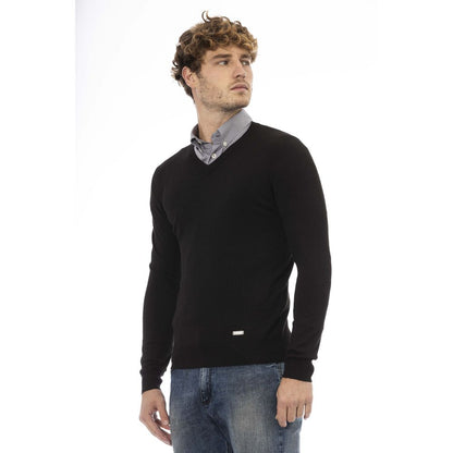 Baldinini Trend Black Wool Men Sweater Baldinini Trend