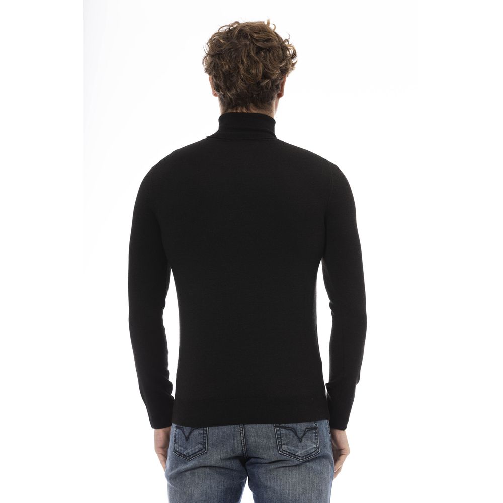 Baldinini Trend Black Wool Men Sweater Baldinini Trend