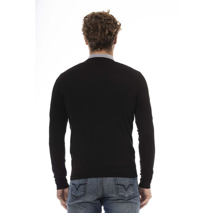 Baldinini Trend Black Wool Men Sweater Baldinini Trend