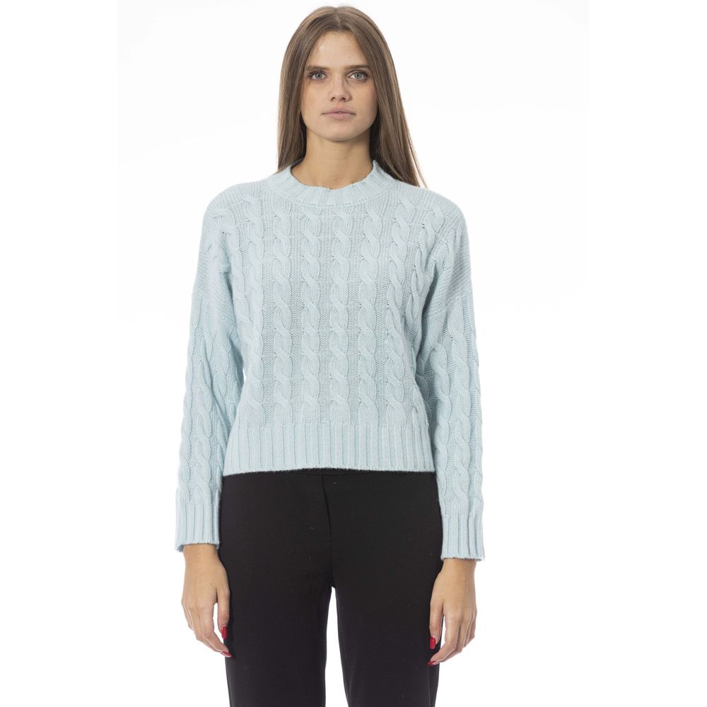 Baldinini Trend Light Blue Wool Women Sweater Baldinini Trend