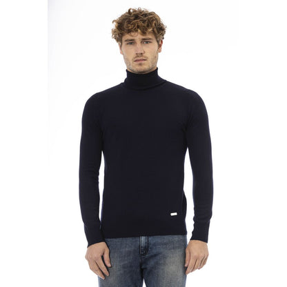 Baldinini Trend Blue Wool Men Sweater Baldinini Trend