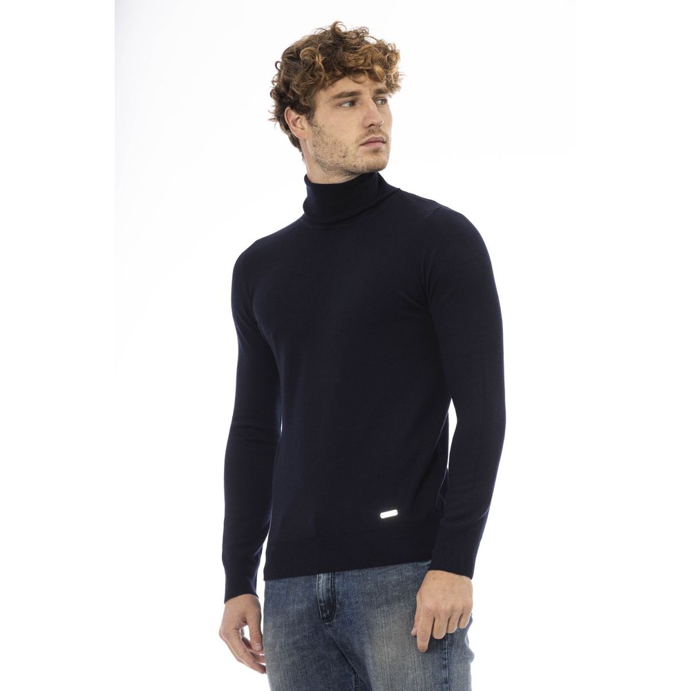 Baldinini Trend Blue Wool Men Sweater Baldinini Trend