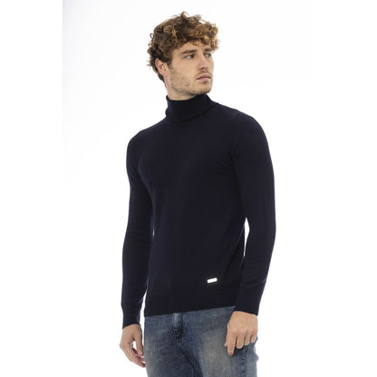 Baldinini Trend Blue Wool Men Sweater Baldinini Trend