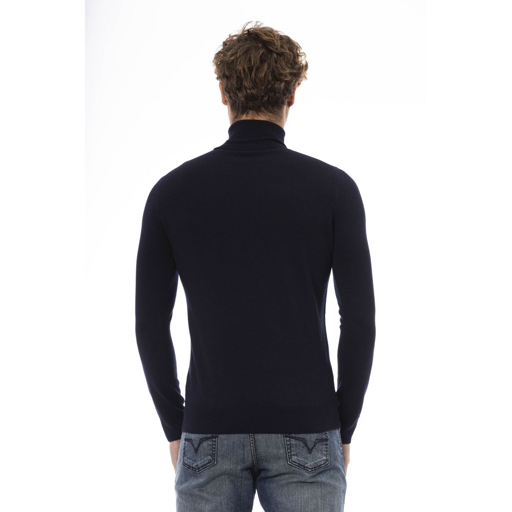 Baldinini Trend Blue Wool Men Sweater Baldinini Trend