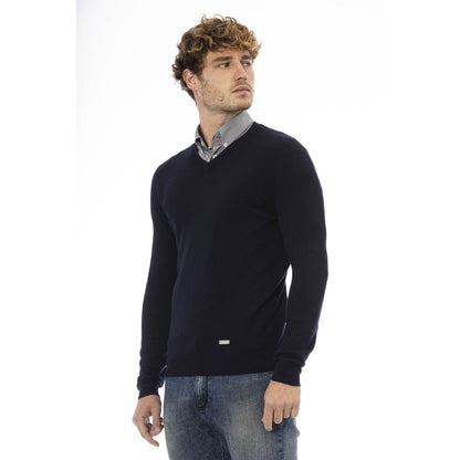 Baldinini Trend Blue Wool Men Sweater Baldinini Trend