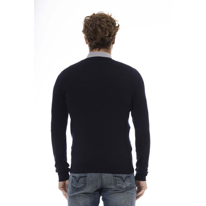 Baldinini Trend Blue Wool Men Sweater Baldinini Trend