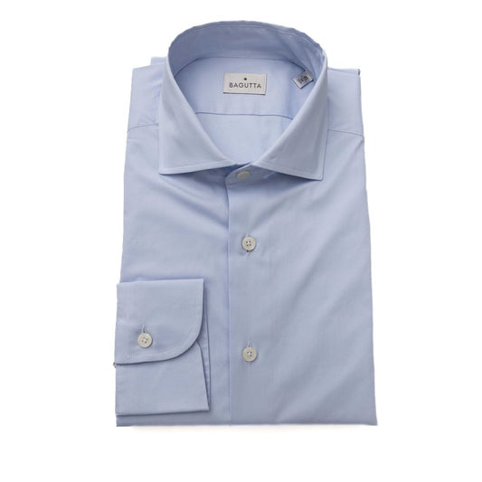 Bagutta Light Blue Cotton Men Shirt Bagutta