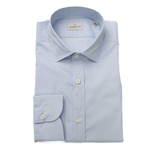 Bagutta Light Blue Cotton Men Shirt Bagutta